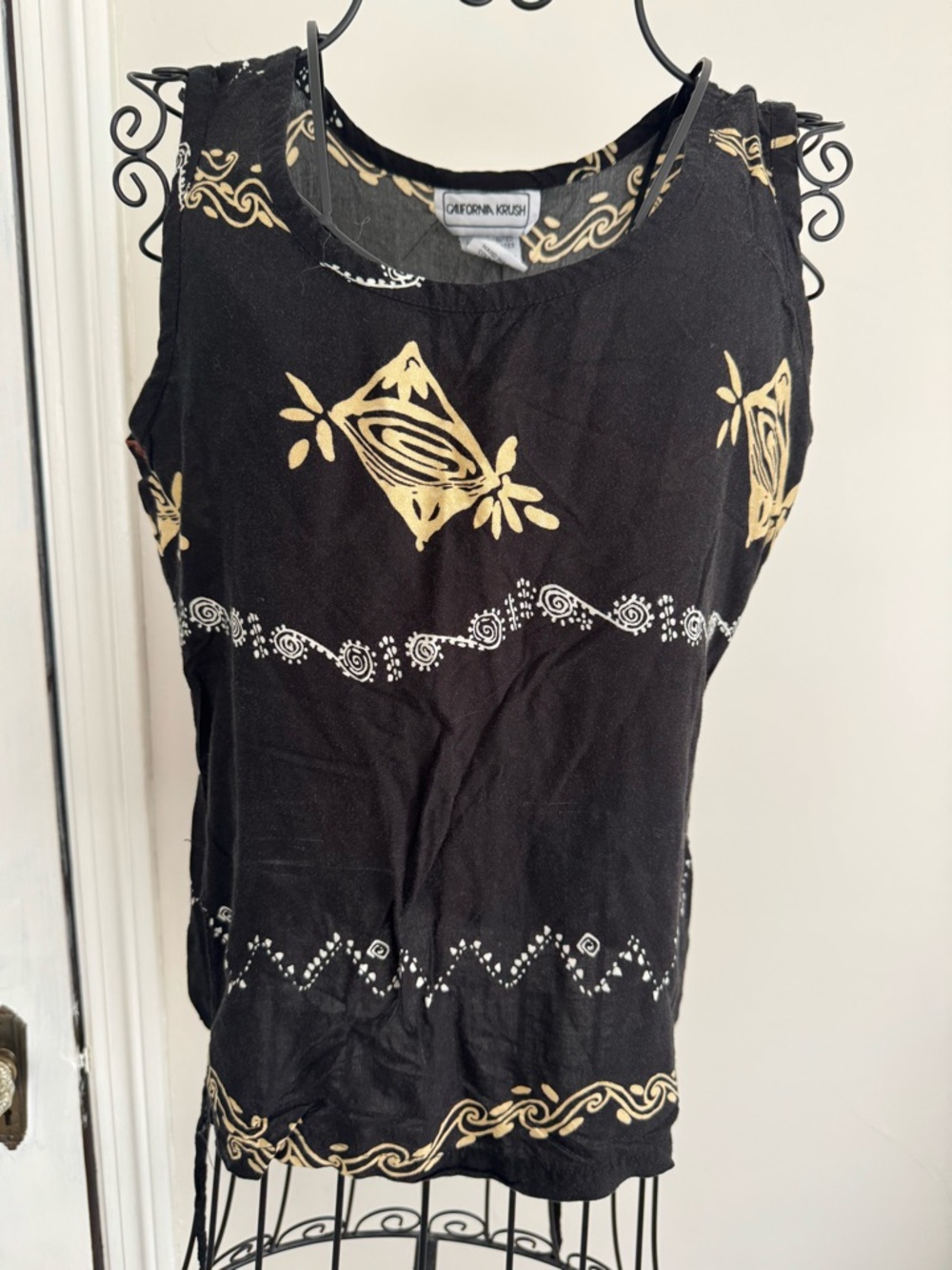 California Krush Black Tank Top with Cream Print